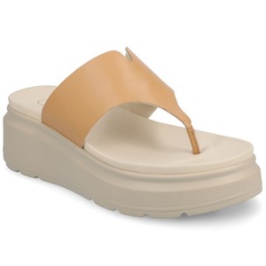 Journee Women's Carah Flip Flop Wedge Sandals - 1 of 4