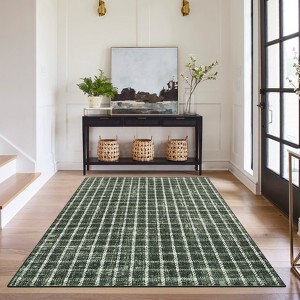 Washable 5x7 Living Room Rugs Indoor Modern Non Slip Bedroom Rug Geometric Checkered Print Large Carpet for Dining Room Nursery Kitchen Ultra - 1 of 4