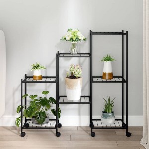 vidaXL White Iron 4-Floor Flower Stand with Wheels, Durable Plant Rack with Strong Frame and Versatile Storage Shelf, 17.3"x9.1"x31.5" - 1 of 4