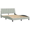 vidaXL Bed Frame with LED without Mattress "Hanko" Light Gray 53.9"x74.8" Velvet - 2 of 4
