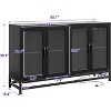 Jojoka Sideboard Buffet Storage Cabinet, Wood Accent Kitchen Coffee Bar Cabinet with 4 Doors - 3 of 4
