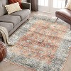 Vintage Floral Washable Rug Non Slip Low Pile Distressed Carpet Foldable Stain Resistant for Bedroom Living Room - 2 of 4