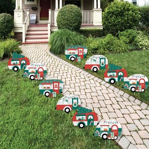 Big Dot of Happiness Camper Christmas - Lawn Decorations - Outdoor Red and Green Holiday Party Yard Decorations - 10 Piece - 1 of 4