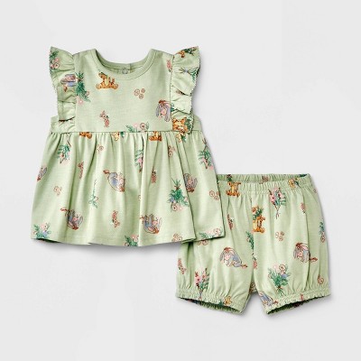 Lavender Floral Cotton Baby Dress Set Back For Girls Big Bust