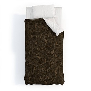 Deny Designs 3pc King Iveta Abolina Mushrooms Dark Brown Comforter Bedding Set - 1 of 3