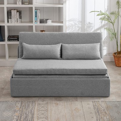 Mjkone Queen Size Pull Out Sofa Bed, 2-in-1 Modern Pull Out Linen Sleeper Sofa Couch