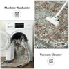 2 x 6 ft Polyester Imitation  Green Brown Rectangular Hallway Bathroom Entryway Kitchen Office Foldable Flower Printed  Washable Area - 4 of 4