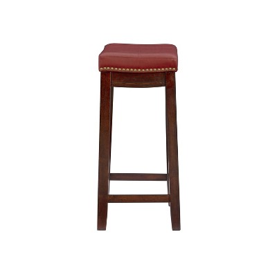 Claridge Dark Espresso Saddle Style Red Counter Stool