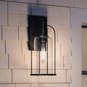 Urban Ambiance Luxury Farmhouse Outdoor Wall Sconce 19.375''H x 8.5''W,  Midnight Black Finish,  Henderson Collection, UHP1302 - 1 of 4