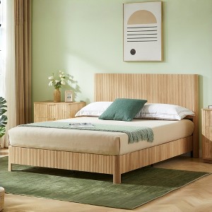 GDFStudio Opaline Farmhouse Queen Size Wooden Bed with Headboard - 1 of 4