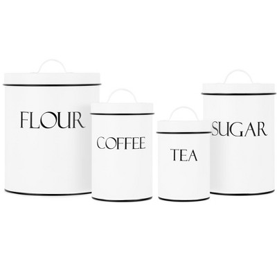 Outshine Co White Farmhouse Nesting Kitchen Canisters (set Of 4) - Sugar,  Tea, Coffee, Flour Canisters : Target