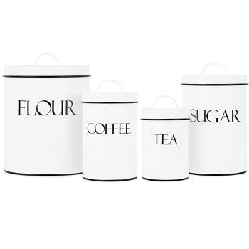 Juvale Set of 2 Black Sugar and Flour Canisters for Kitchen, Containers for  Storage (40 oz, 4.5 x 6 In)