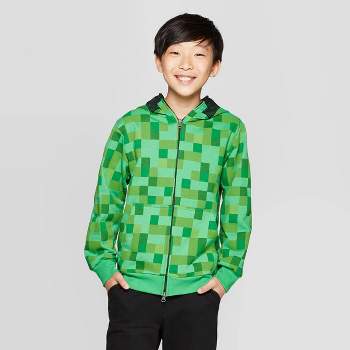 Kids' Minecraft Creeper Costume Fleece Sweatshirt - Green