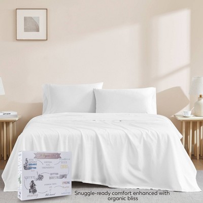 Twin XL Arctic White Organic Cotton Percale Deep Pocket Sheet Set