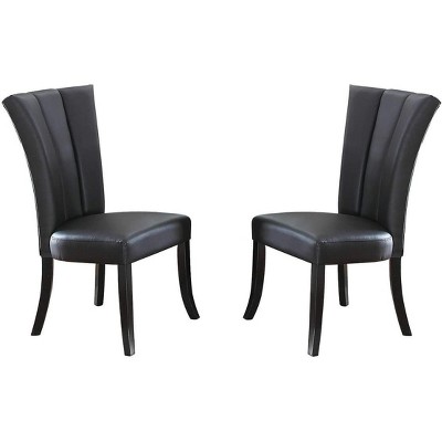 NicBex Faux Leather Dining Chair 2pc Modern High Backrest Kitchen Chair with Soft Cushion for Dining Room, Black