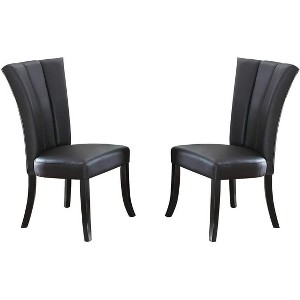 NicBex Faux Leather Dining Chair 2pc Modern High Backrest Kitchen Chair with Soft Cushion for Dining Room, Black - 1 of 4