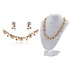 Anna-Kaci Women's Gold Tone Necklace and Earring Set with Peach Crystal Teardrop Accents, Adjustable Chain, Elegant and Sparkling Design - Peacock - 2 of 4