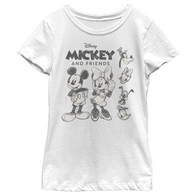 Girl's Disney Mickey and Friends Sketch T-Shirt