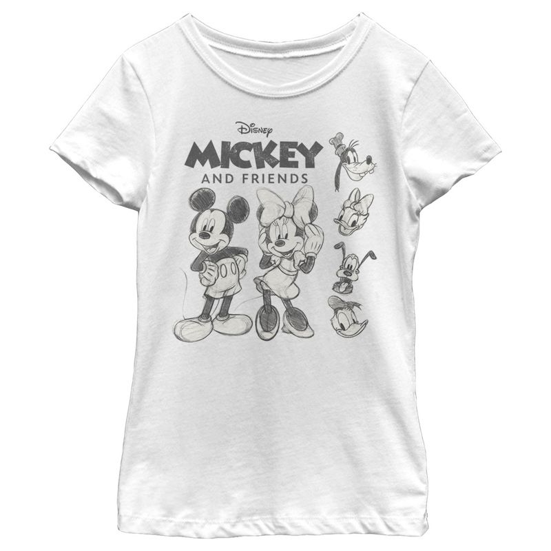 Girl's Disney Mickey and Friends Sketch T-Shirt, 1 of 5