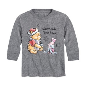 Boys' - Winnie the Pooh - Pooh & Piglet Warmest Wishes Christmas Long Sleeve Graphic T-Shirt - 1 of 4
