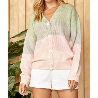 Women's Colorblock Fuzzy Yarn Sweater - Emily Wonder