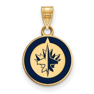 Black Bow Jewelry 14k Yellow Gold Plated Sterling Silver Winnipeg Jets NHL Small Pendant - 1 of 3