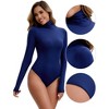 INSPIRE CHIC Women's High Neck Long Sleeve Tops Slim Fit Bodysuit Jumpsuit - 3 of 4