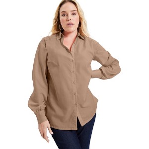 June + Vie by Roaman's Women's Plus Size Poplin La Vie Tunic - 1 of 4