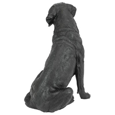 Black Resin Labrador Retriever Dog Garden Statue, 15.5 Inches Tall