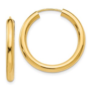 Black Bow Jewelry 3mm x 25mm 14k Yellow Gold Polished Endless Tube Hoop Earrings - 1 of 4