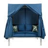 Outdoor Patio Rattan Canopy Daybed Sunbed with Curtain and Woven Rope Arm - 4 of 4