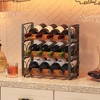 Itopfox 3-Tier Stackable Wine Rack for Cabinet, Solid Wood & Wrought Iron Wine Bottle Holder, Kitchen Bar Dining Room Storage Shelf - 2 of 4