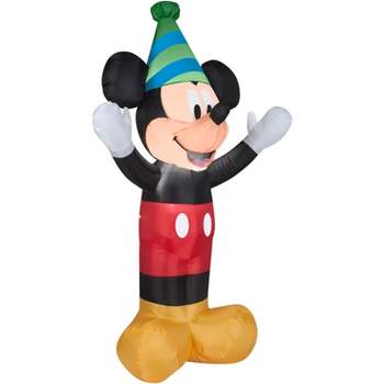 Gemmy Airblown Inflatable Birthday Party Mickey Mouse, 4 ft Tall, Black