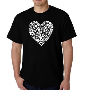 LA Pop Art Men's Word Art T-shirt - Paw Prints Heart - 1 of 4