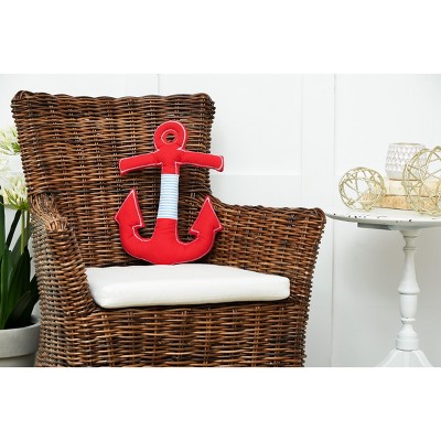 Red Anchor Shaped Cotton Novelty Throw Pillow