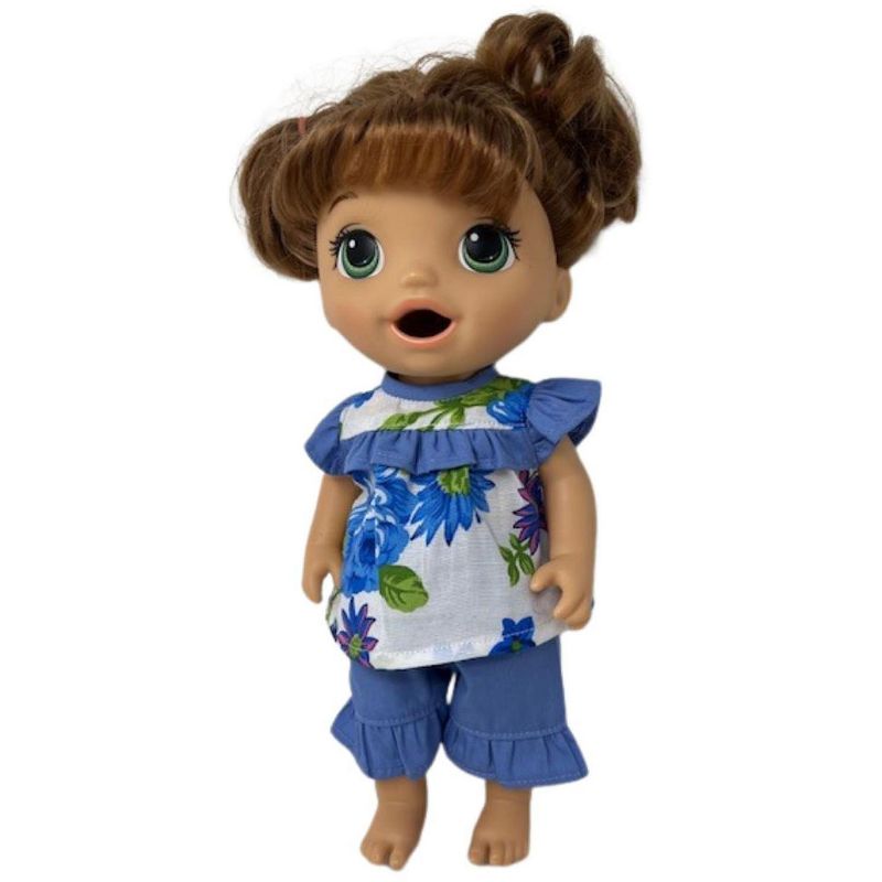 Doll Clothes Superstore Blue Flowers Shorts Fits 12 Inch Baby Alive And Little Baby Dolls, 3 of 5