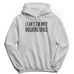 Rerun Island Men's Holding Space Long Sleeve Graphic Cotton Sweatshirt Hoodie - 1 of 3