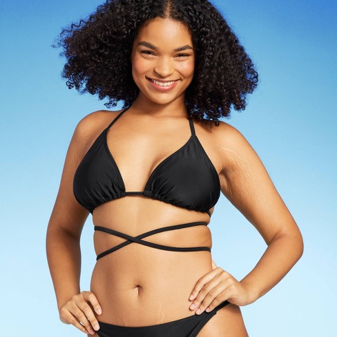 Black wrap around bikini top online