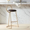 55 Downing Street Claire Gold Metal Bar Stool 30 1/2" High Modern Brown Faux Leather Cushion with Low Backrest Footrest for Kitchen Counter Height - 2 of 4