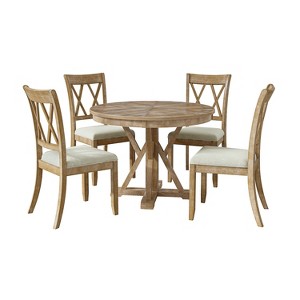 Noelia 5-Piece Round Natural  Dining Set with 4 Chairs and Round Table | ARTFUL LIVING DESIGN-Natural - 1 of 4