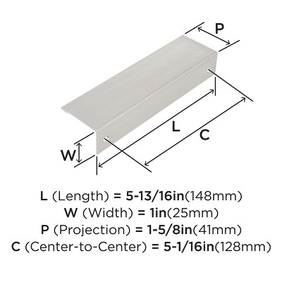 Satin Nickel Rectangular Modern Cabinet Edge Pulls, 10 Pack