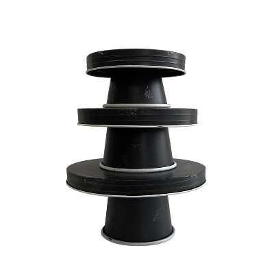 HomeRoots Set of Three Black And White Metal Round Cake Stand Risers