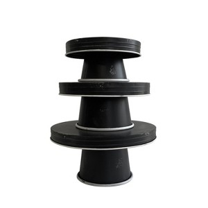 HomeRoots Set of Three Black And White Metal Round Cake Stand Risers - 1 of 4