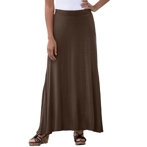 Jessica London Women's Plus Size Everyday Stretch Knit Maxi Skirt - 1 of 4