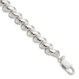 Black Bow Jewelry Sterling Silver 9mm Diamond Cut San Marco Chain Bracelet, 7.5 Inch - 1 of 4