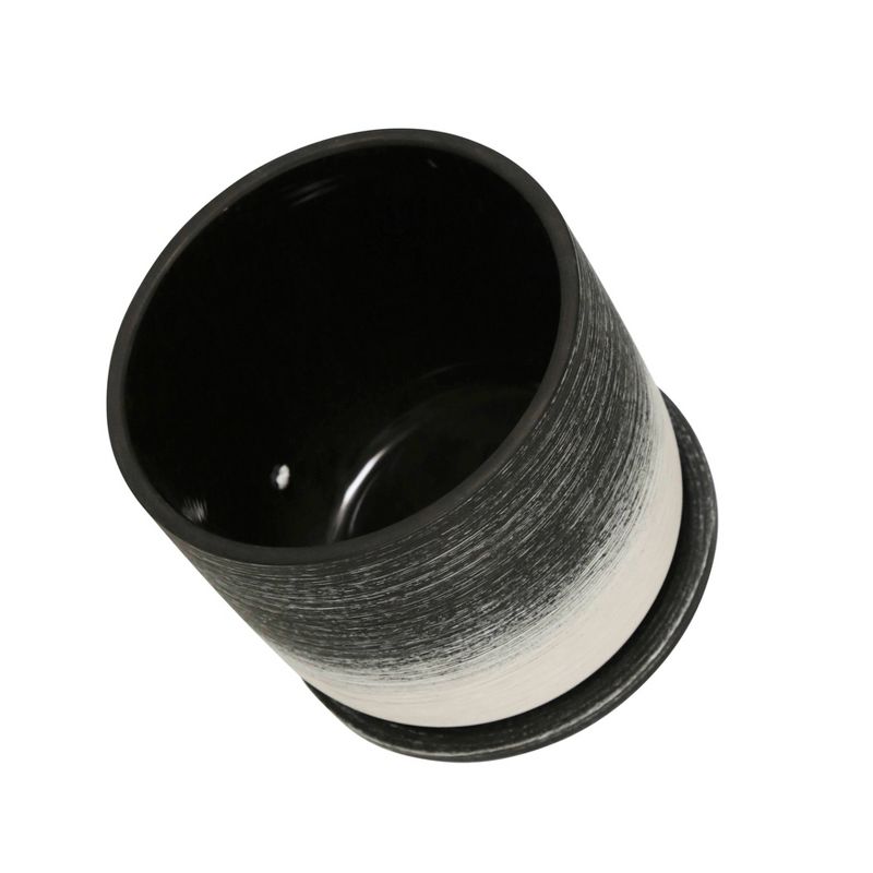 Sagebrook Home 6&#34; Wide Ceramic Planter Pot with Saucer Black, 3 of 5