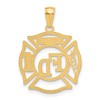 Black Bow Jewelry 14k Yellow Gold Fire Department Member Shield Pendant - 3 of 4