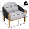 Christopher Knight Home Tatum Outdoor Acacia Wood Club Chair with Woven Rope Backrest and Cushions - 3 of 4