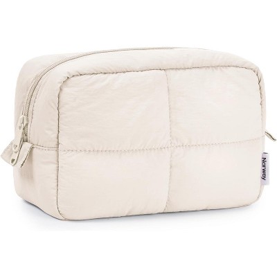 Narwey Puffy Makeup Bag for Travel Women Girl, Quilted Makeup Bag Cosmetic Bag