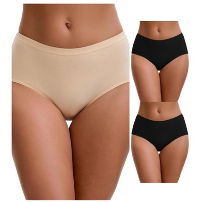 INSPIRE CHIC Plus Size for Women's Mid-Waisted Loose Elastic Waistband Full Coverage Briefs 3 Packs